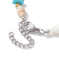 Braccialetti da donna con schegge turchesi sintetiche e perline di conchiglia da spiaggia estiva&nbsp;BJEW-JB10286