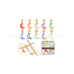 Handgemachter Bunte Malerei-Mondanhänger mit Maschenmarkierern&nbsp;HJEW-NB00131