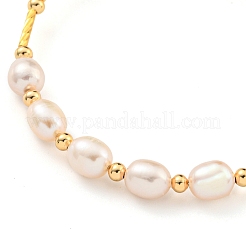 Bracelets à manchette ouverte en laiton et perles d'eau douce naturelles pour femmes&nbsp;BJEW-F470-03G-01