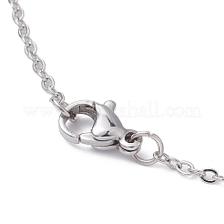 Collana con pendente piatto rotondo in acciaio e vetro blu&nbsp;NJEW-JN04453