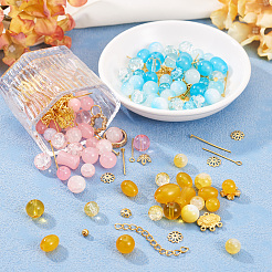 3 Sets 3 Stile DIY Bunte Malerei Perlen & Legierung Anhänger & Link & Perlenkappen Schmuck Zubehörse Kits&nbsp;DIY-TA0011-60