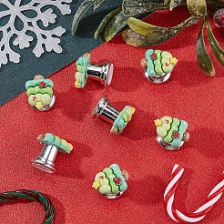 Toilettenspülkastenknopf aus Zinklegierung und Kunstharz in Weihnachtsbaumform&nbsp;AJEW-WH20008-21B-01