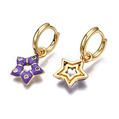 Latón micro pavimenta circonio cúbico pendientes de aro huggie&nbsp;EJEW-T014-41G-NF