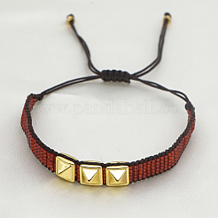 Braccialetto di perline intrecciate con semi di vetro&nbsp;BJEW-A121-24C