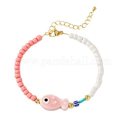 Braccialetti con ciondoli a forma di pesce con perline di porcellana e vetro per le donne&nbsp;UD7779