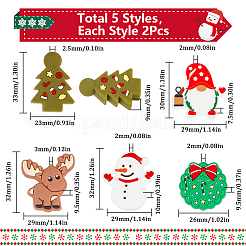 10 Stück 5 Stile Weihnachtsmotiv Lebensmittelqualität umweltfreundliche Silikon Fokalperlen&nbsp;SIL-SC0001-93