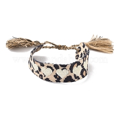 Verstellbare Armbänder aus Polyesterkordel mit Leopardenmuster&nbsp;LS-BJEW-B127-01C