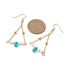 Chaîne en fer triangulaire et boucles d'oreilles pendantes en verre&nbsp;EJEW-JE05963-02