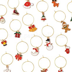 20 stücke 20 arten weihnachten thema legierung emaille wein glas charme&nbsp;HJEW-HS00082