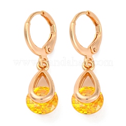 Orecchini a leva in argento con zirconi cubici a micro pavé di ottone&nbsp;EJEW-K300-56G