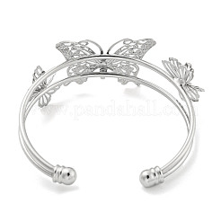 Schmetterlings-Armreife aus Messing mit offener Manschette&nbsp;BJEW-P322-01P