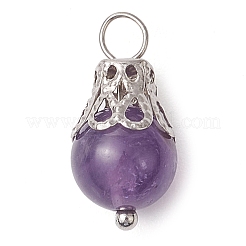 Natürliche grüne Aventurin/Amethyst/Rosenquarz/Lavastein/Quarz runde Anhänger&nbsp;PALLOY-JF03183-02