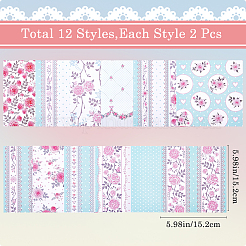 24 Blatt 12 Stile Rosen-Scrapbook-Papierblöcke&nbsp;DIY-WH0304-989H