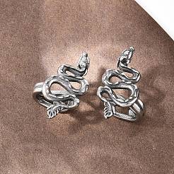 Orecchini a forma di serpente in acciaio inossidabile 316 non piercing alla cartilagine&nbsp;AJEW-C044-08B-AS