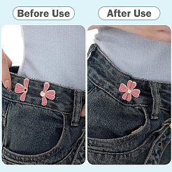 5 Stück 5 Farben Blumenlegierung Emaille verstellbare Jeansknopfstifte&nbsp;DIY-TA0014-93
