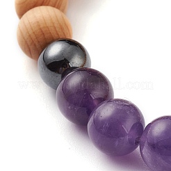 Braccialetti elasticizzati con perle di legno naturale&nbsp;BJEW-JB06516