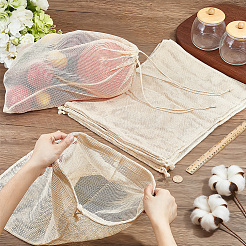 Borse con coulisse in rete di cotone&nbsp;ABAG-WH0063-133A
