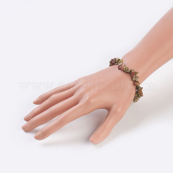 Bracelets naturelles extensibles unakite&nbsp;BJEW-JB03681-02