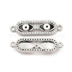 Ciondoli connettore in ottone con micro pavé di zirconi cubici trasparenti e smalto&nbsp;KK-E068-VB397-2