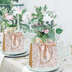 Geschenktaschen aus Papier mit Blumendruck&nbsp;ABAG-WH0044-82C