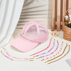 9 catenella per cappelli in argilla polimerica fatta a mano e acciaio inossidabile 304 e alluminio&nbsp;HJEW-PH02327
