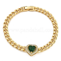 Braccialetti con maglie e ciondoli con micro pavé di zirconi in ottone&nbsp;BJEW-K261-08G-05