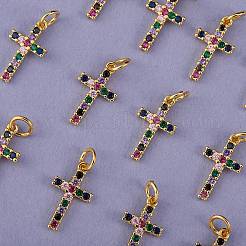 20pcs latón micro pavimenta colgantes de circonita cúbica de colores&nbsp;ZIRC-SZ0001-82