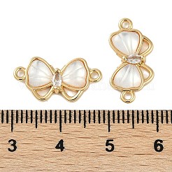 Messing klar Zirkonia Pflaster natürliche Muschel Bowknot Verbinder Charms&nbsp;KK-P283-06G