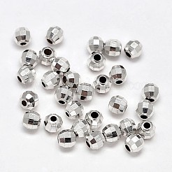 Facettiert rund 925 Sterling Silber Perlen&nbsp;STER-F012-02E
