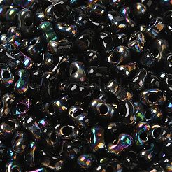 Galvanisieren Sie zweifarbige Glasperlen&nbsp;SEED-F005-09A-01