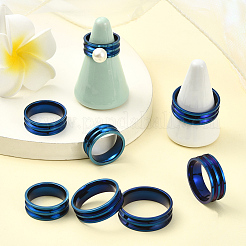 16 pièce 8 styles de bague rainurée en acier inoxydable&nbsp;RJEW-SC0001-26