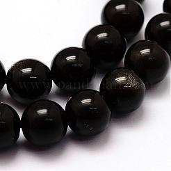 Natürliche goldenen Glanz Obsidian Perlen Stränge&nbsp;G-F364-08-10mm