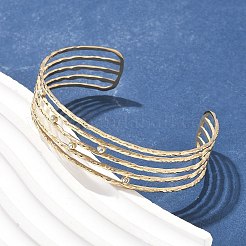 Brazaletes de acero inoxidable 304 con rhinestone para mujer&nbsp;AJEW-P127-11G