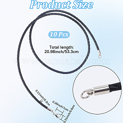 10 Stück 3 mm runde geflochtene Lederbänder&nbsp;NCOR-CL0001-01B