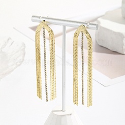Ohrringe mit Zirkonia-Ketten und Quasten&nbsp;LS-EJEW-P236-04G
