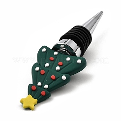 Bouchons de bouteille de vin en alliage d'aluminium et pvc sur le thème de Noël&nbsp;FIND-Q091-01C