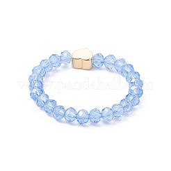 Galvanisierte Fingerringe aus Glasperlen für Damen&nbsp;RJEW-JR00941