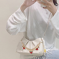 2 pz lega smaltata ciondolo fragola in alluminio borsa catene decorative&nbsp;HJEW-BBC0001-27B