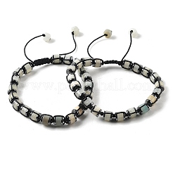 Bracelets tressés réglables en perles d'amazonite à fleurs naturelles et d'hématite synthétique non magnétique&nbsp;BJEW-Z090-01G