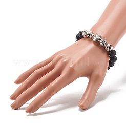 Natürliche Lavagestein runde Perlen ätherisches Öl Angst Aromatherapie Stretch-Armband für Mädchen Frauen Geschenk&nbsp;BJEW-JB07054