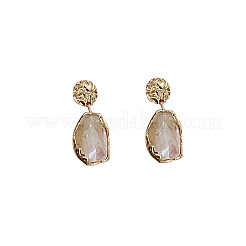 Boucles d'oreilles pendantes ovales avec alliage de résine rond et plat&nbsp;FS-WGEC5E2-01