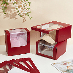 Faltbare Aufbewahrungsboxen aus Karton mit Geschenkdeckel und klarem PVC-Fenster&nbsp;CON-WH0099-66B