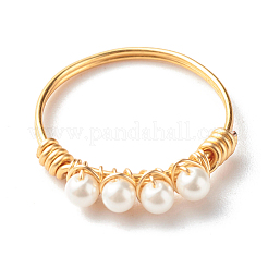 Runde Muschel Perle Perlen Fingerringe&nbsp;X1-RJEW-TA00001