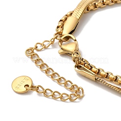 Edelstahl Kristall Strass Herz mehrreihige Armbänder für Frauen&nbsp;BJEW-G719-09G