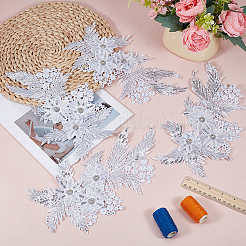 4 Stück Blumen- und Blattapplikationen aus Polyester und Kunststoff&nbsp;PATC-CY0001-49A