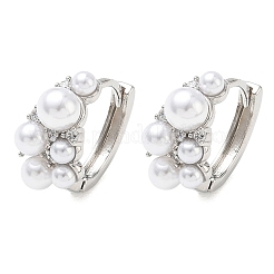 Boucles d'oreilles créoles en laiton micro pavé de zircons cubiques pour femmes&nbsp;EJEW-A168-17P