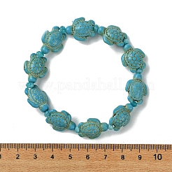 Pulseras elásticas con cuentas de turquesa sintética para mujer.&nbsp;BJEW-JB13597-03