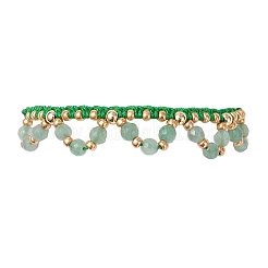 Braccialetti con perline di vetro a forma di fiore e perline di avventurina verde naturale&nbsp;BJEW-MZ00222-01