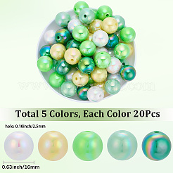 100 Stück 5 Farben UV-beschichtete undurchsichtige Acrylperlen&nbsp;OACR-SP0002-32