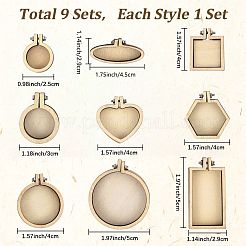 9 cerceau à broder en bois de 9 styles&nbsp;DIY-CP0012-43A